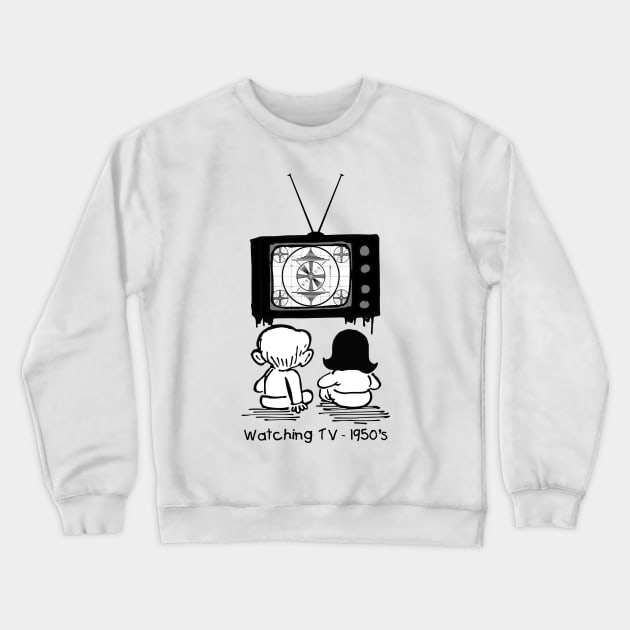 Watching the TV test pattern. 1950's Crewneck Sweatshirt by fiercewoman101